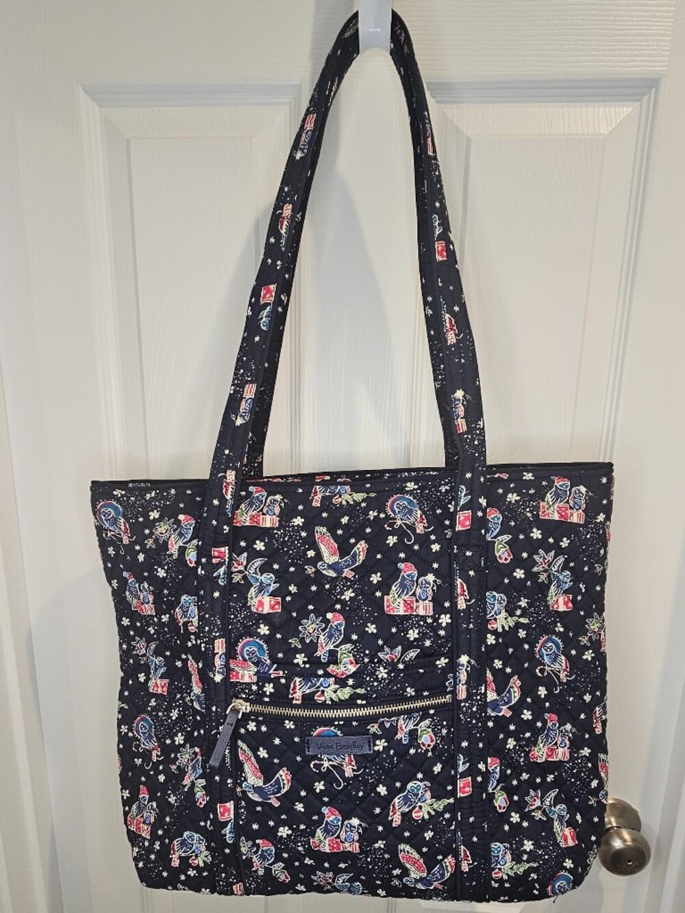 NWOT Vera Bradley Vera Tote Bag Holiday Owls Shoulder Purse School Teacher - Picture 1 of 7